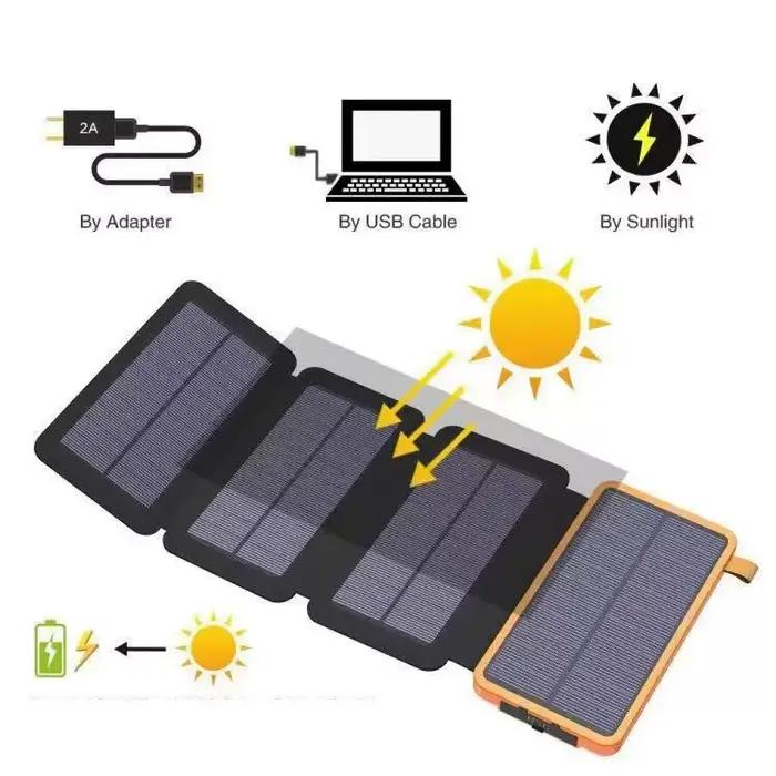 Batterie Portable Solaire 50000mAh avec Panneaux Pliables pour Camping et Activités Extérieures Charge Rapide USB-A USB-C