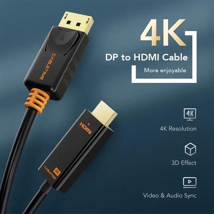 Câble CABLETIME DisplayPort vers HDMI 4K 60hz 1080P DP