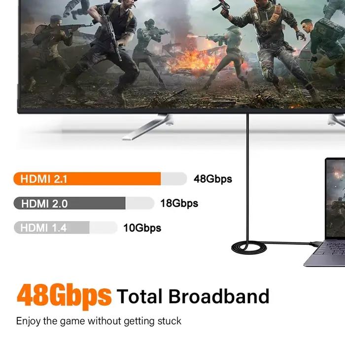 Câble HDMI 2.1 pour TV ordinateur portable PS4 PS5 commutateur Ultra haute vitesse 8K 60HZ 4K 120HZ HD HDR HDCP 1M 2M 3M 5M 1 2 3 5 mètres de Long cordon