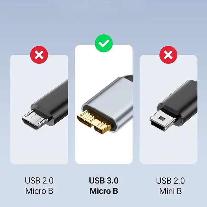 NIERBO USB C à Micro B Cordon Câbles de Disque Dur Tressé USB 3.0 Type C Mâle