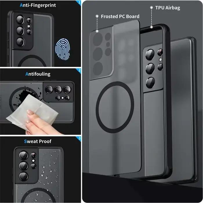 Étui de Charge sans fil Magsafe de luxe pour Samsung Galaxy S20 S21 S22 S23 FE S24 Plus S24Ultra