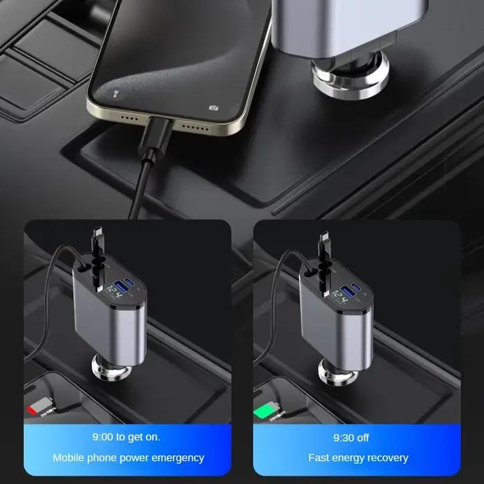 Chargeur de voiture rétractable 4 en 1