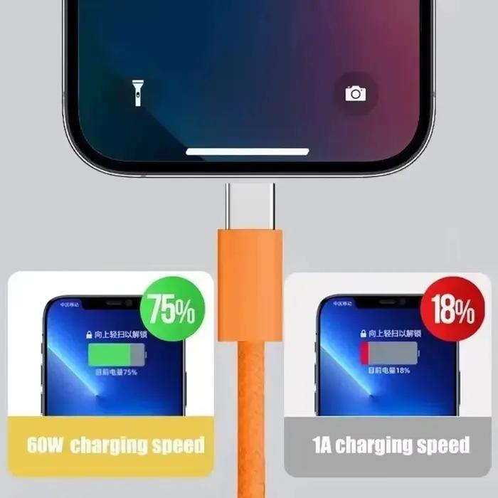 Câble de données USB-C à charge rapide PD 60W de 1 à 3 mètres pour iPhone 17 16 Pro Max 17 Air