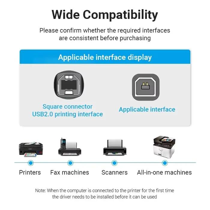 Vention – câble USB 2.0 Type B mâle vers A mâle pour imprimante Canon