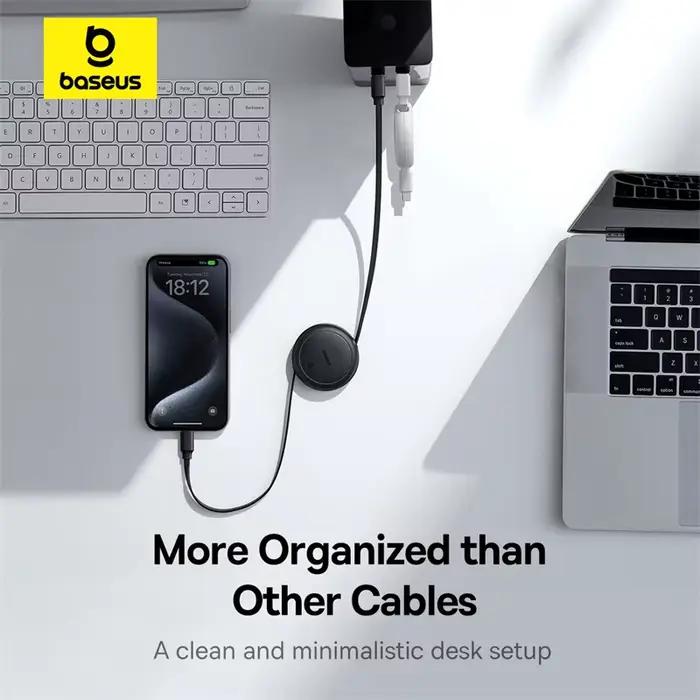 Baesus câble USB C rétractable 60W pour iPhone 16 15 Plus Pro Max