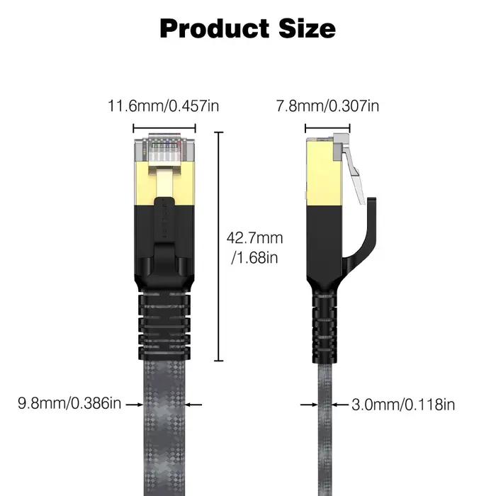 UGOURD câble Internet haute vitesse Cat8 noir-gris 40Gbps 2000MHz bande passante RJ45 blindé réseau LAN