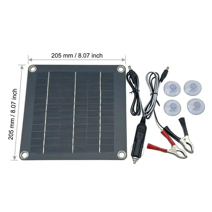 Chargeur de panneau solaire polycristallin 12V USB, chargeur portable étanche pour téléphone, batterie externe, camping en plein air, voiture, bateau