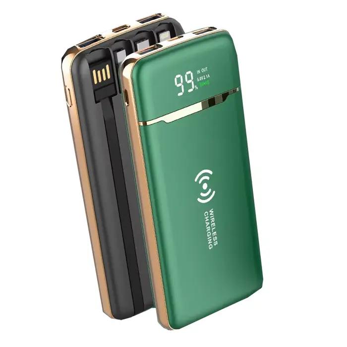 Batterie externe 20000mAh chargeur sans fil Powerbank câble intégré