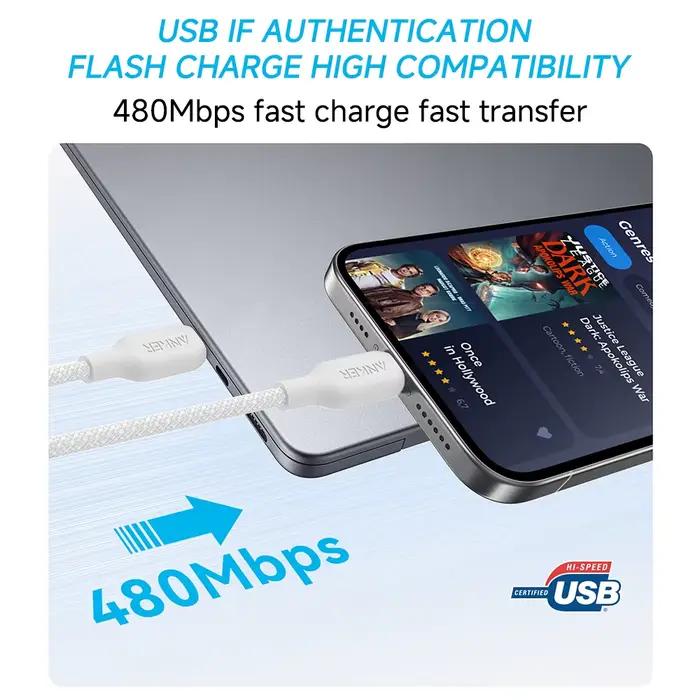 Câble USB-C Anker 240W Charge Rapide Tressé Biologique Pour iPhone iPad MacBook Occasions Spéciales