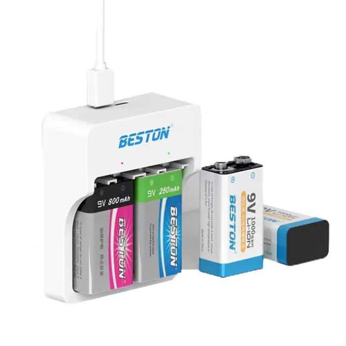 Chargeur de batterie Rechargeable 9V à 2 emplacements + indicateur LED