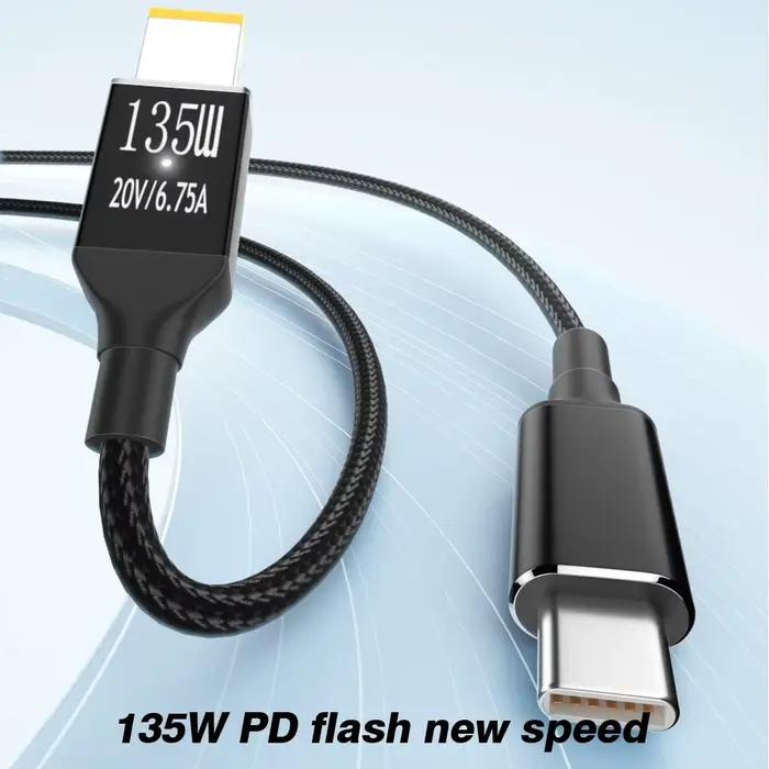 Chargeur d'ordinateur portable 20v 6.75a 135w pour Lenovo Legion y9000p y9000k y7000p type C Adaptateur secteur USB SLIM carré câble de charge