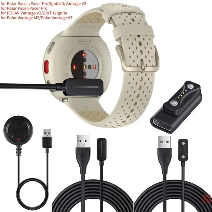 Câble de chargement USB C 1M pour Polar Vantage M3 V3 Compatible ABS PVC Nylon Noir Blanc Bleu Rouge Smartwatch Charge Rapide