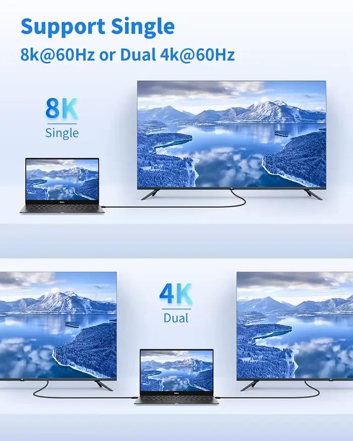 Câble Thunderbolt 4 certifié 40Gbits/s pour MacBook Pro iMac Dell connecteur Foudre 3 pour transferts rapides et compatibilité multimédia occasions spéciales