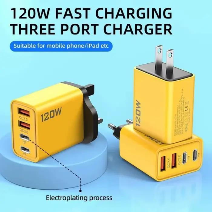 Chargeur USB-C 120W 4 ports PD3.0 à charge rapide