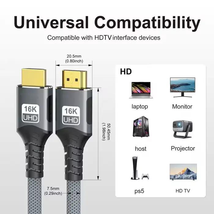 Câble HDMI 2.2 16K 96Gbps pour HDTV Ordinateur Portable Xbox PS5 Switch Haute Résolution Son Immersif Occasions Spéciales