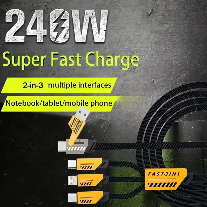 Câble de charge rapide 240W avec connecteurs Micro USB et Type-C pour iPhone et Huawei polyvalent et durable pour la charge rapide et efficace