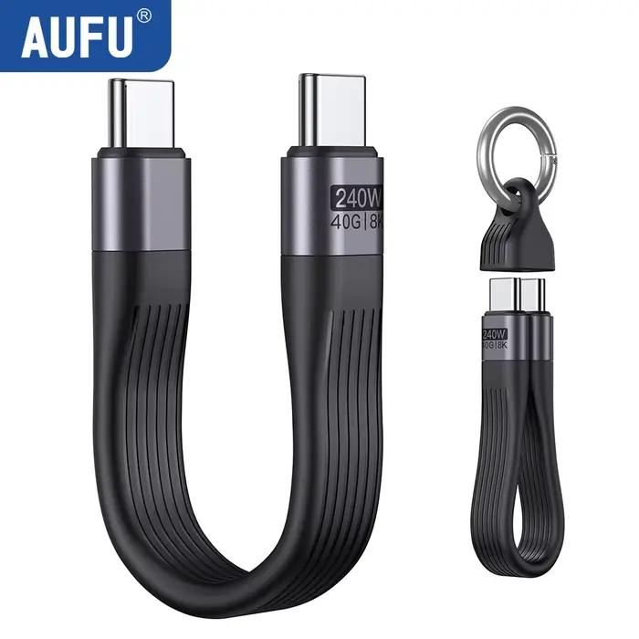 AUFU PD 240W câble USB C court USB4 40Gbps transfert de données 8K 60Hz affichage vidéo Thunderbolt 3/4 pour iPhone MacBook Android Auto