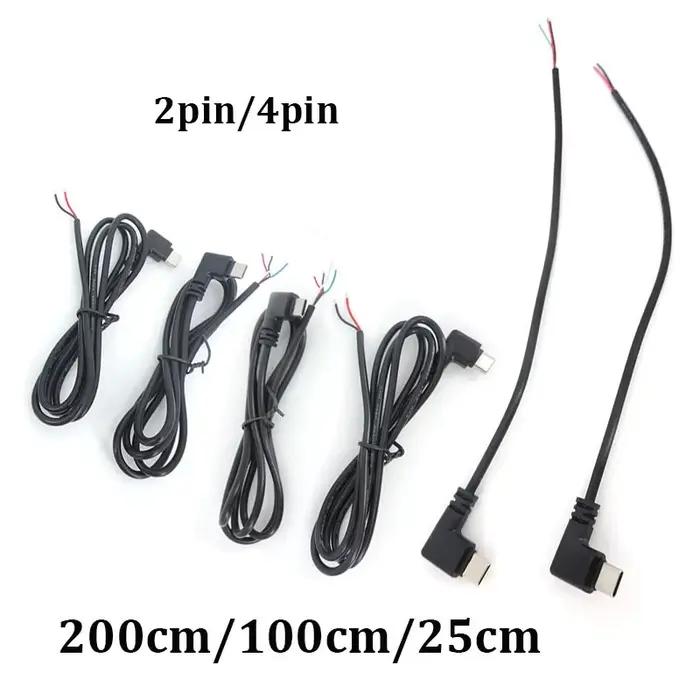 2 cœurs 4 cœurs USB-C 0.25 M/1 m/2 m bricolage câble de réparation fil de soudage USB Type C mâle femelle prise alimentation chargeur connecteur