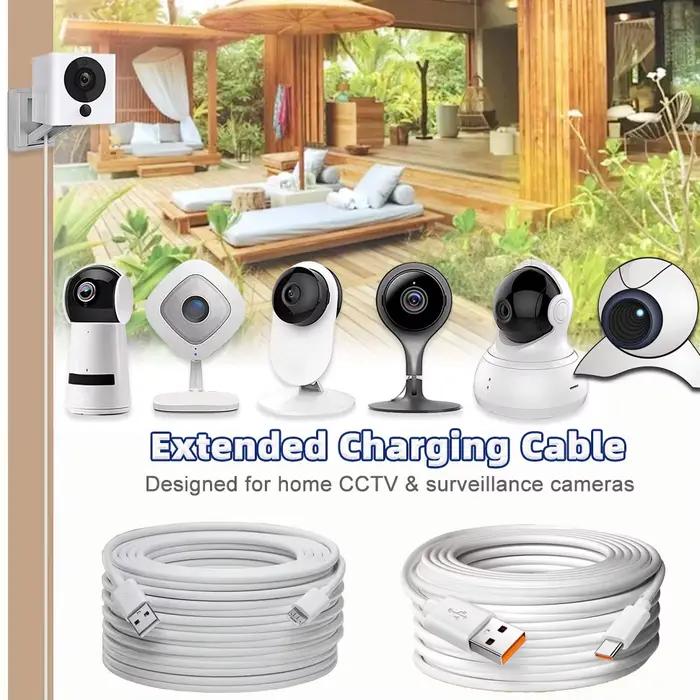 Câble de charge micro USB ultra-long type C pour surveillance et charge de téléphones mobiles longueurs variées de 0.75m à 10m