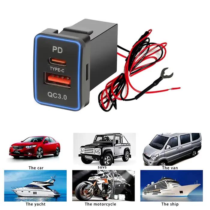 Chargeur de Voiture PD QC3.0 USB pour Toyota Modèles Post 2013 Accessoire Électronique de Haute Qualité Pratique et Durables