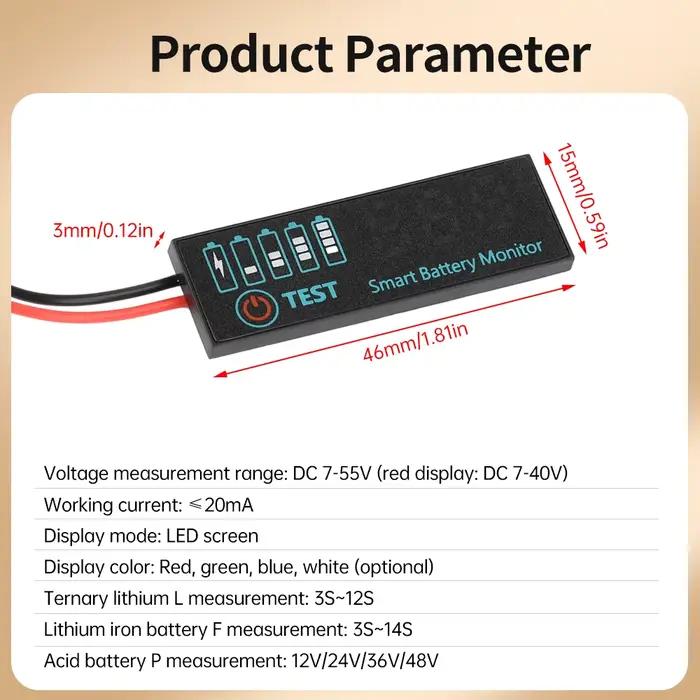 Panneau indicateur de Charge de batterie 12V/24V/36V/48V