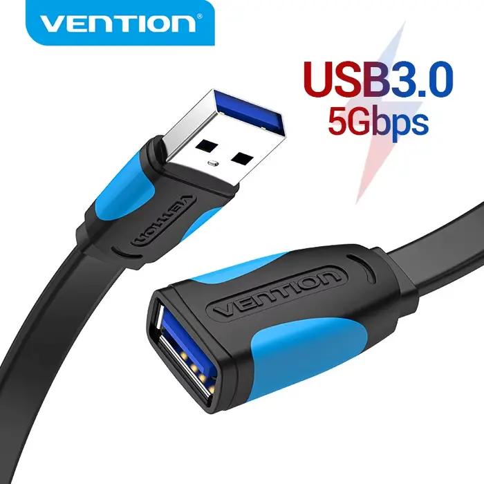 Câble d'extension USB 2.0/3.0 plat de Vention pour ordinateur, appareils intelligents, caméra IP, lecteur MP3/MP4, et autres périphériques compatibles USB occasions spéciales
