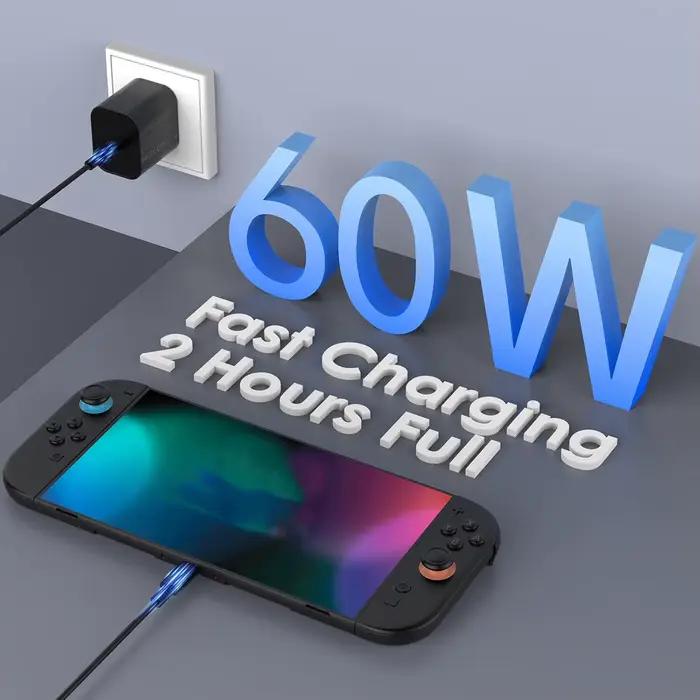 Pour Nintendo Switch 2 60W adaptateur secteur Type C chargeur rapide alimentation Support TV Mode