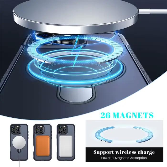Pour Magsafe Charge sans fil pli support magnétique coque de téléphone pour iPhone 15 16 17 Pro Max 16E 14 13 12 11 housse de pare-chocs antidérapante
