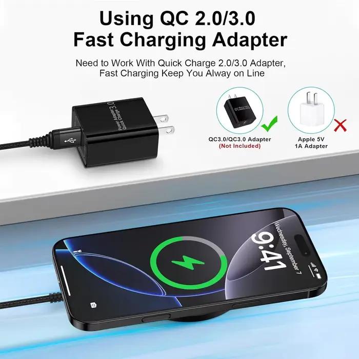 Chargeur sans fil, compatible avec les téléphones iPhone et Samsung et les écouteurs Apple. Station de charge rapide par induction, compacte et portable