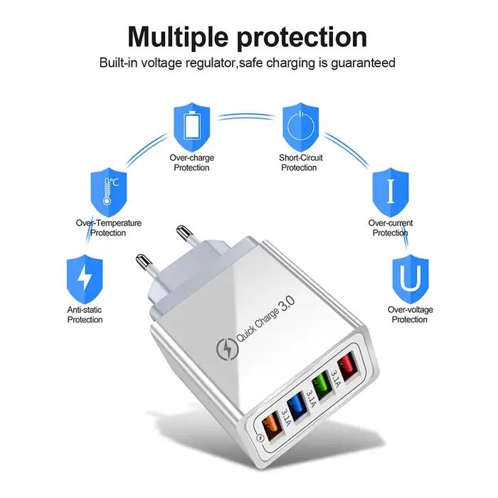 Chargeur USB multi-ports 3A avec prise EU/US