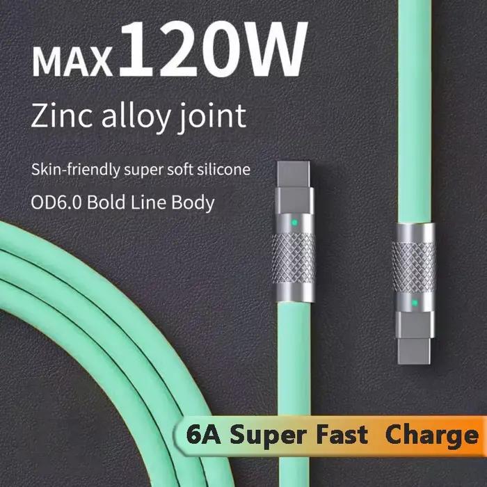 120w 6a Charge Super rapide PD Type C câble en Silicone liquide