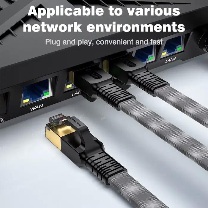 UGOURD câble Internet haute vitesse Cat8 noir-gris 40Gbps 2000MHz bande passante RJ45 blindé réseau LAN