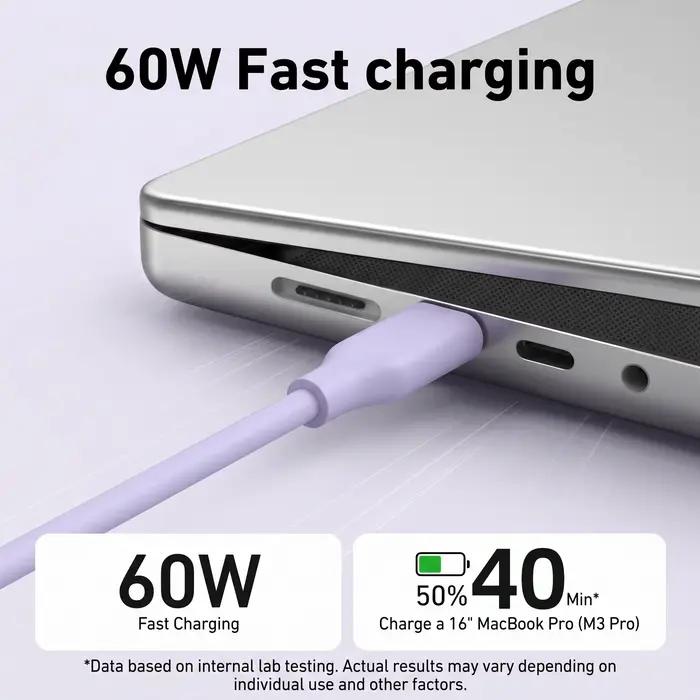 Câble USB Type C en silicone doux pour la peau
