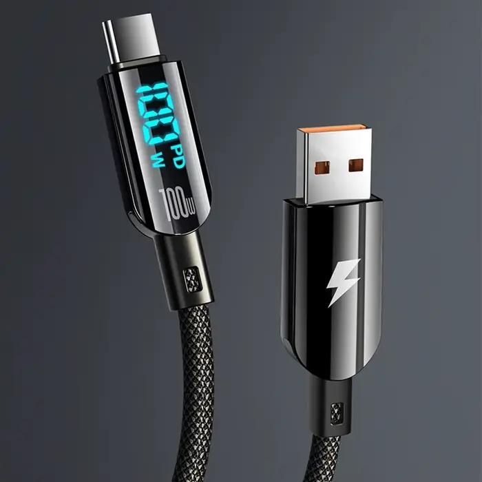 Câble USB Type C vers Type C avec affichage numérique créatif