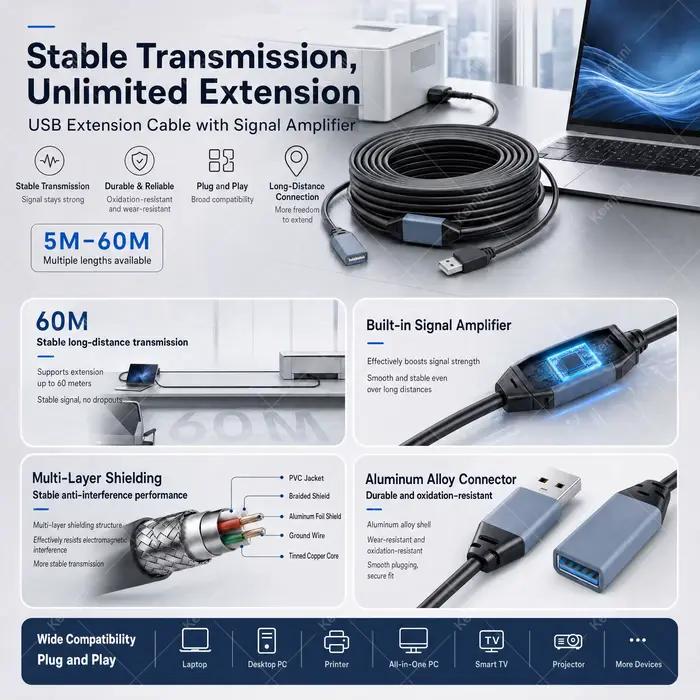 Câble de données USB 2.0 3.0 mâle vers femelle