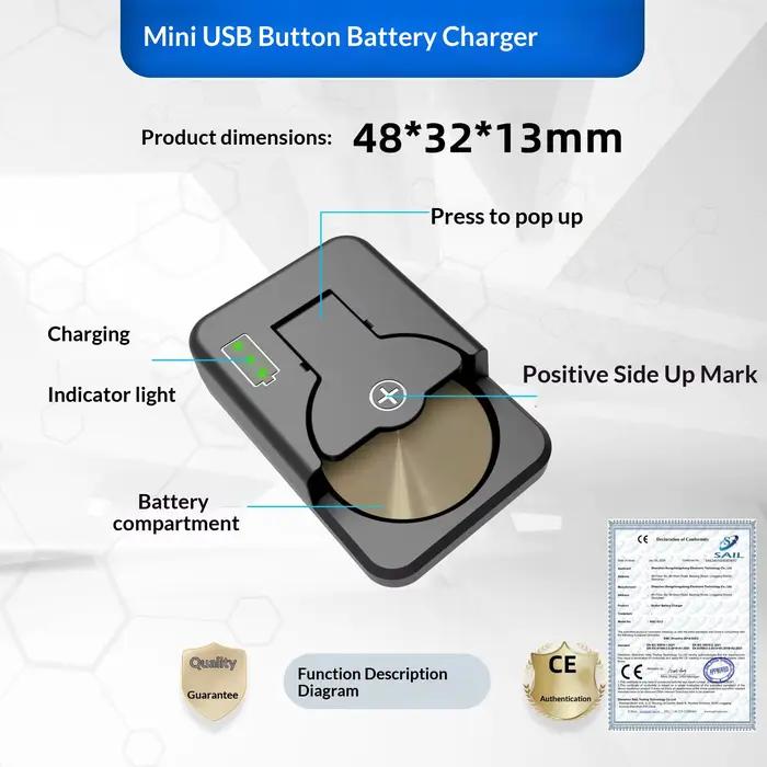 Chargeur de piles bouton avec indicateur LED