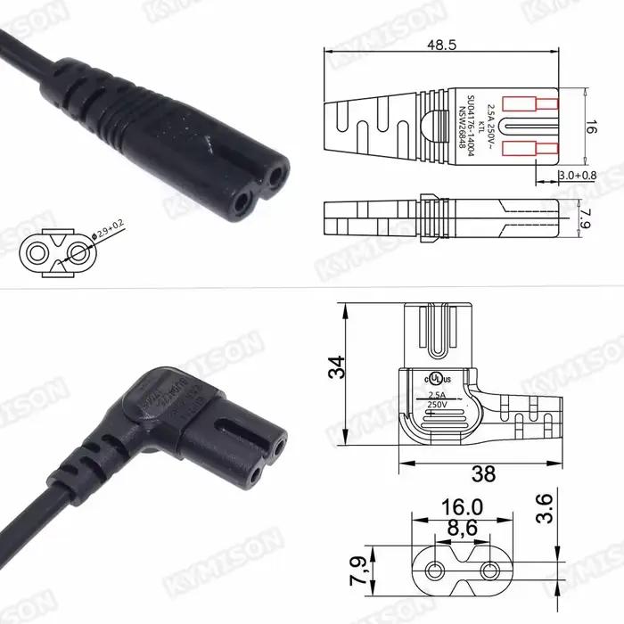 Câble d'alimentation KYMISON CEE vers CEI pour électronique grand public, 3m ou 5m, compatible avec Samsung, Philips, Sony, TV LED, variété de couleurs