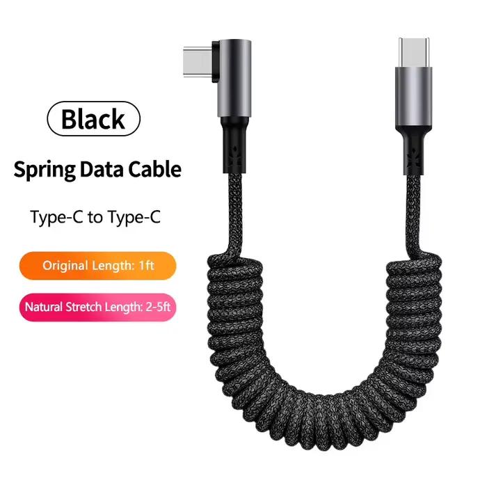 Câble USB A vers USB C enroulable, cordon tressé durable de 1,5 m Type C pour Android et CarPlay, cordon de chargeur de voiture rétractable pour iPhone 17/16