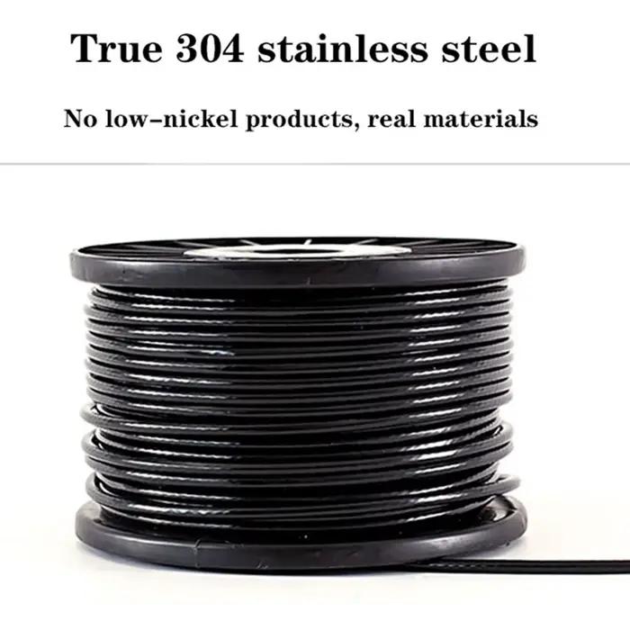 Câble métallique 304 en acier inoxydable revêtu de PVC noir