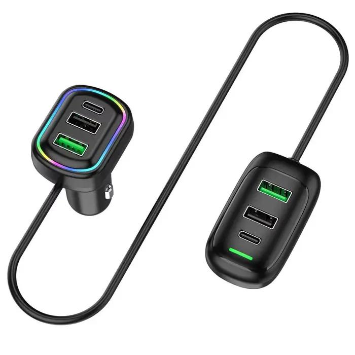 Chargeur de Voiture d'Extension Avant et Arrière USB Type-C à 6 Ports Compatible avec Téléphones Tablette Caméra Numérique Occasions Spéciales