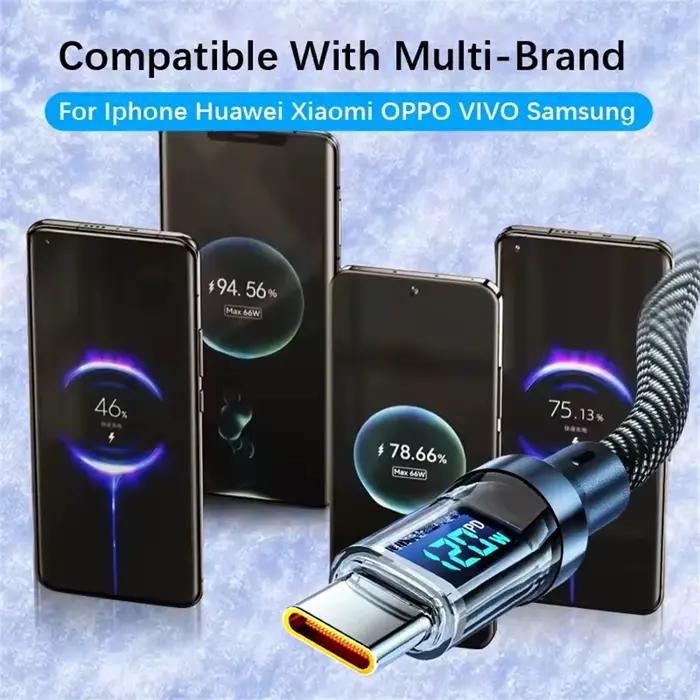 Câble de charge rapide 120W NNBILI avec écran LED pour téléphone occasions quotidiennes usage professionnel et cadeaux