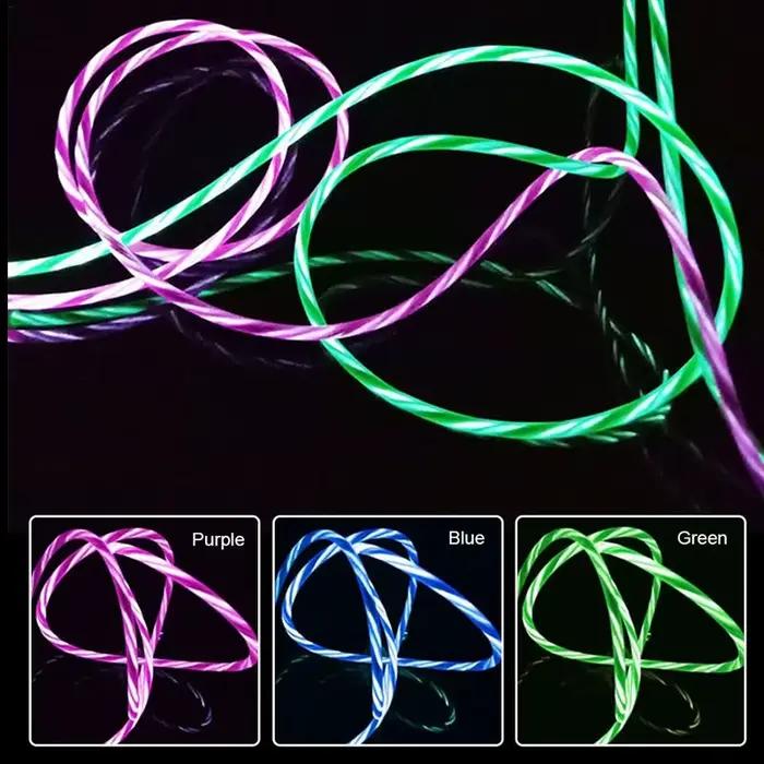Câble LED lumineux 3 en 1 pour Samsung Xiaomi iPhone