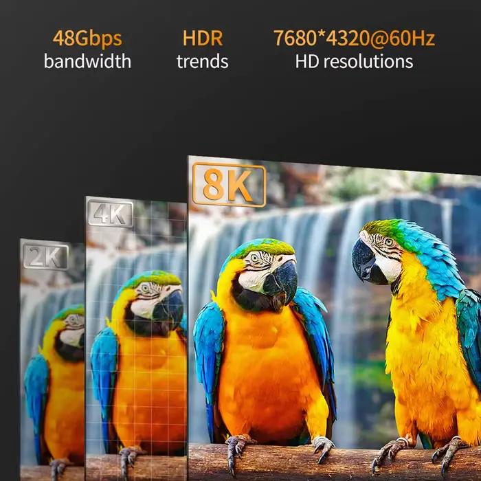Câble HDMI 8K/60Hz 4K/120Hz 48Gbps Blanc pour TV HDR10 et Console PS5 Occasions Spéciales Gaming Cinéma