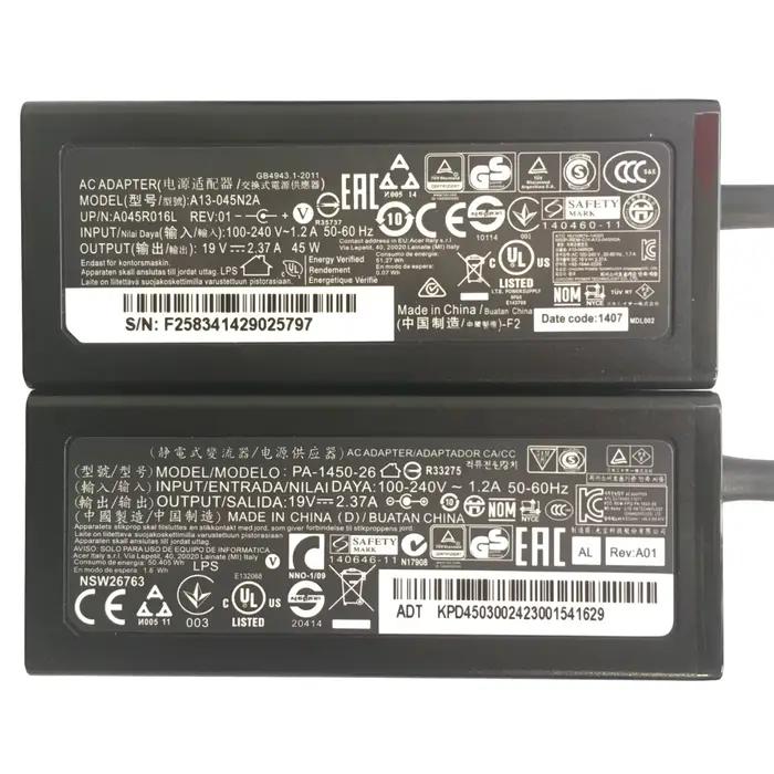D'origi 45W Adaptateur secteur Chargeur pour Acer Chromebook CB3 CB5 11 13 14 15 R11 R13 A13-045N2A N15Q9 C731 C738T CB3-532 CB3-431 CB3-131