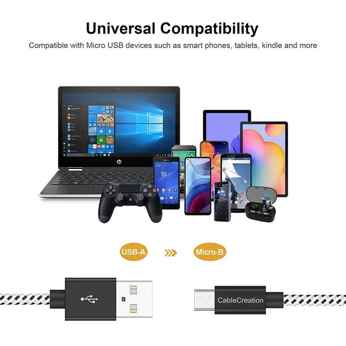 Câble USB A vers Micro USB résistant court tressé en nylon transfert de données haute vitesse 480Mbps charge rapide pour smartphone tablette appareils intelligents occasions spéciales