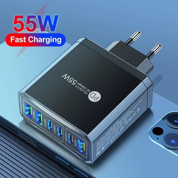 Chargeur de voyage 55W 3 USB 3 PD