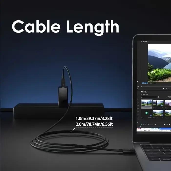 Câble Thunderbolt 5 120 Gbps 240 W, câble de charge rapide tressé Type C, transfert de données simple 4K@540Hz, double 8K@120Hz pour ordinateur portable