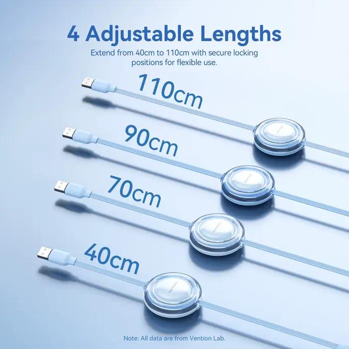 Vention USB C câble 3 en 1 rétractable USB Type C