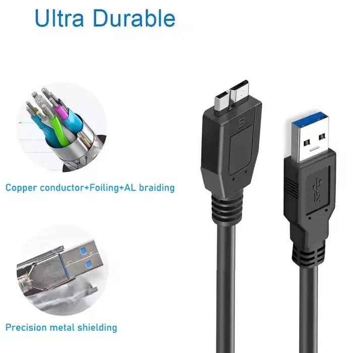 Câble de disque dur USB 3.0 Micro B pour disque dur externe cordon de données USB 3.0 portable WD Hitachi Lacie Seagate Toshiba 0.5m 1m connexion rapide et fiable