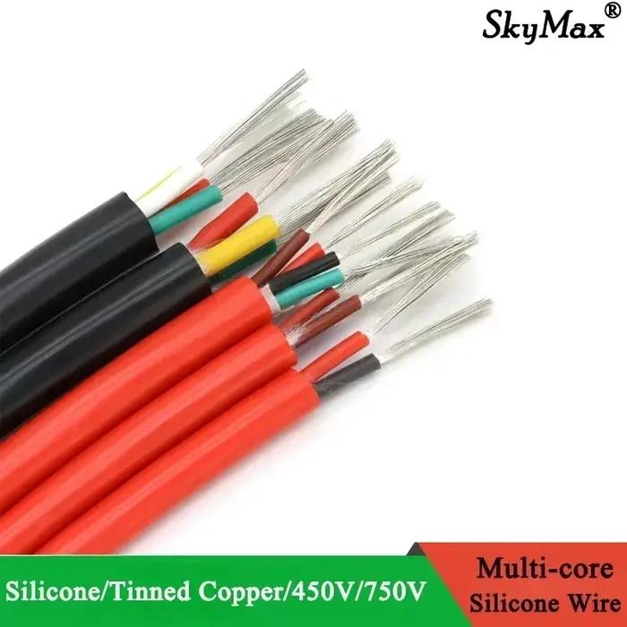 Câble en caoutchouc silicone ultra-résistant 1 5 10M² 0.3 0.5 0.75 1 1.5 2 2.5 4 6mm fil de cuivre isolé flexible haute température 2 3 4 conducteurs pour projets électriques résistants aux conditions extrêmes